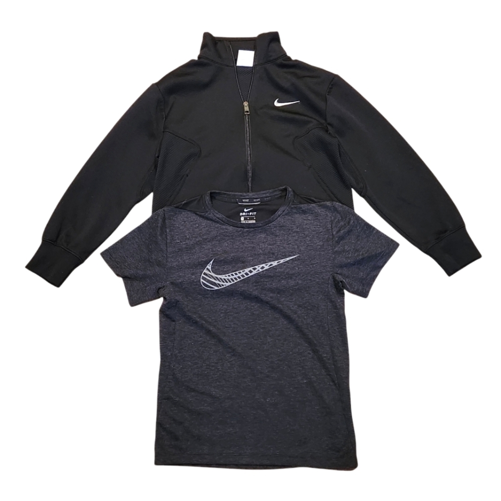 Nike Boys Dri-Fit Jacket Dri-Fit Tshirt Black Bundle